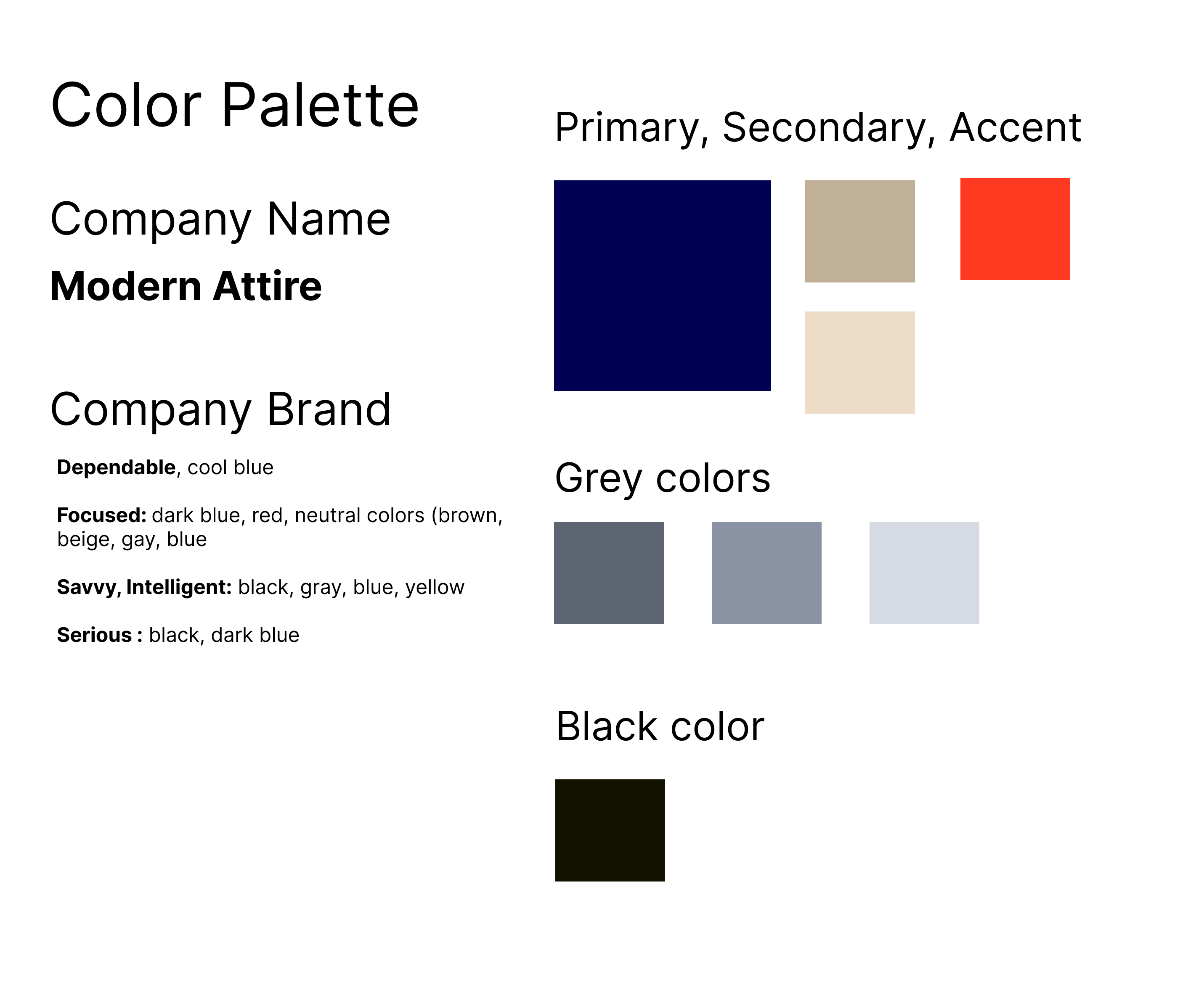 Colors palette of the Modern Attire